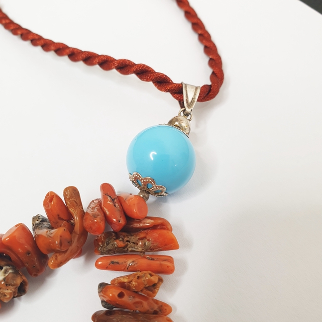 Necklace Original Coral and Turquoise - Image 3
